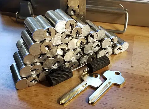 Interchangable core lock (IC Core lock for short) and a key.